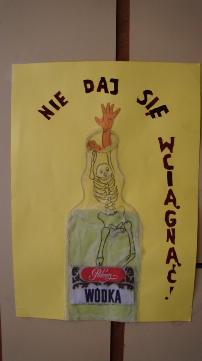 plakat na konkurs plastyczny \"Stop dla alkoholu, narkotyków i przemocy\" 