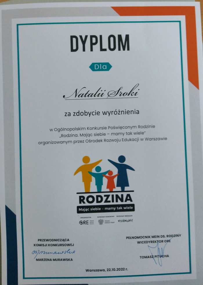 Sukces Natalii Sroki w konkursie „Rodzina. Mając siebie mamy tak wiele”