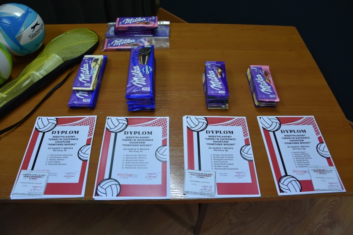 Rozdanie nagród za udział w Międzyklasowym Turnieju  Siatkówki  Chłopców „POWITANIE WIOSNY”