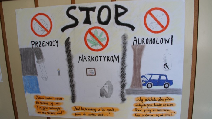 II miejsce w konkursie plastycznym \"Stop dla alkoholu, narkotyków i przemocy\" 