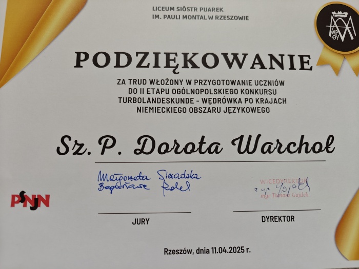 X Edycja Ogólnopolskiego Konkursu „Turbolandeskunde” Wędrówka po krajach niemieckiego obszaru językowego