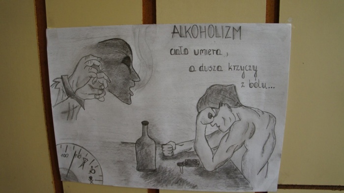 plakat na konkurs plastyczny \"Stop dla alkoholu, narkotyków i przemocy\" 