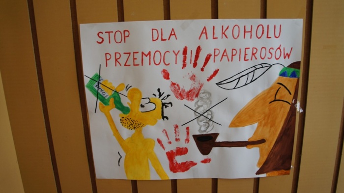 plakat na konkurs plastyczny \"Stop dla alkoholu, narkotyków i przemocy\" 