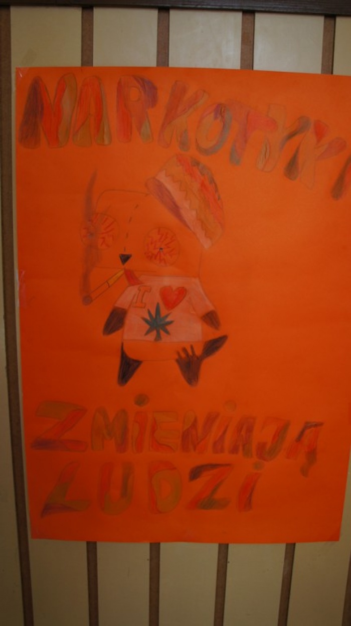 plakat na konkurs plastyczny \"Stop dla alkoholu, narkotyków i przemocy\" 