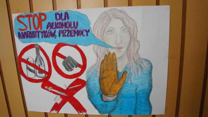 III miejsce w konkursie plastycznym \"Stop dla alkoholu, narkotyków i przemocy\" 